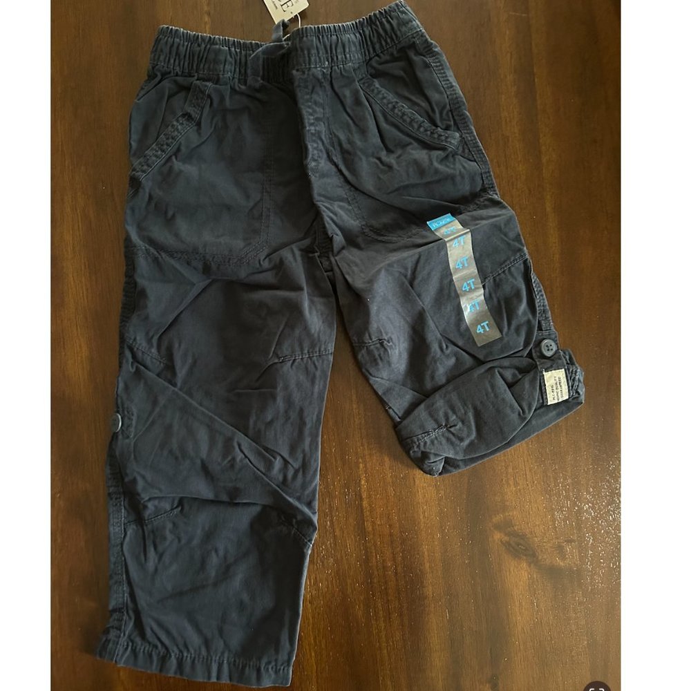 4T BOYS Navy Blue/Gray Khaki Pants/Roll-up Shorts, NEW, THE CHILDREN'S PLACE